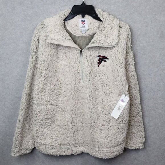 NFL Atlanta‎ Falcons Sherpa Jacket Womens Medium Quarter-Zip Pullover Football - Picture 1 of 13